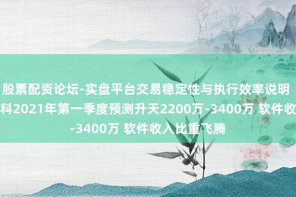 股票配资论坛-实盘平台交易稳定性与执行效率说明 好意思亚柏科2021年第一季度预测升天2200万-3400万 软件收入比重飞腾